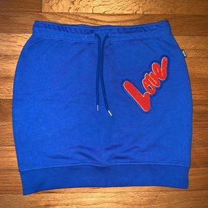 Love Moschino Womens Love Blue Knit Fleece Mini Skirt Elastic Waist 2